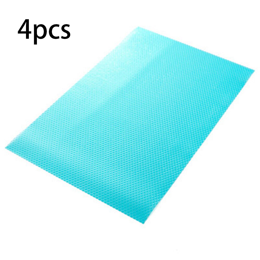 4pcs/ Multipurpose Mat Set Food Grade Refrigerator Pad Antibacterial Antifouling Mildew Moistureproof Waterproof Pad Kitchen: 4pcs blue
