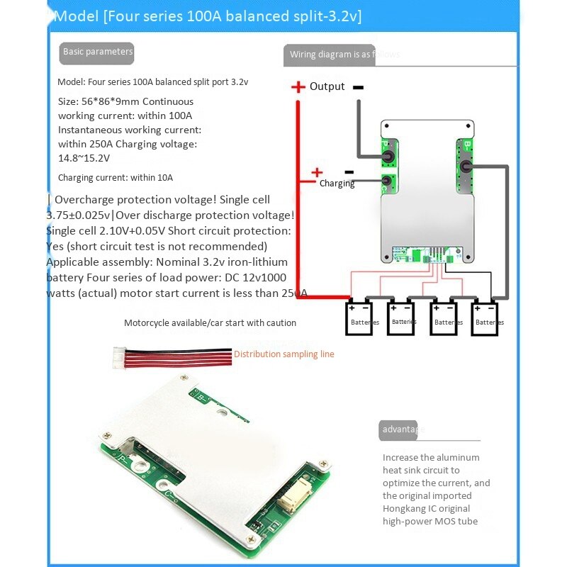 4S 12V 100A Bms Lithium Batterij Oplader Bescherming Boord Met Power Batterij Balans Verbeteren Pcb Bescherming Boord