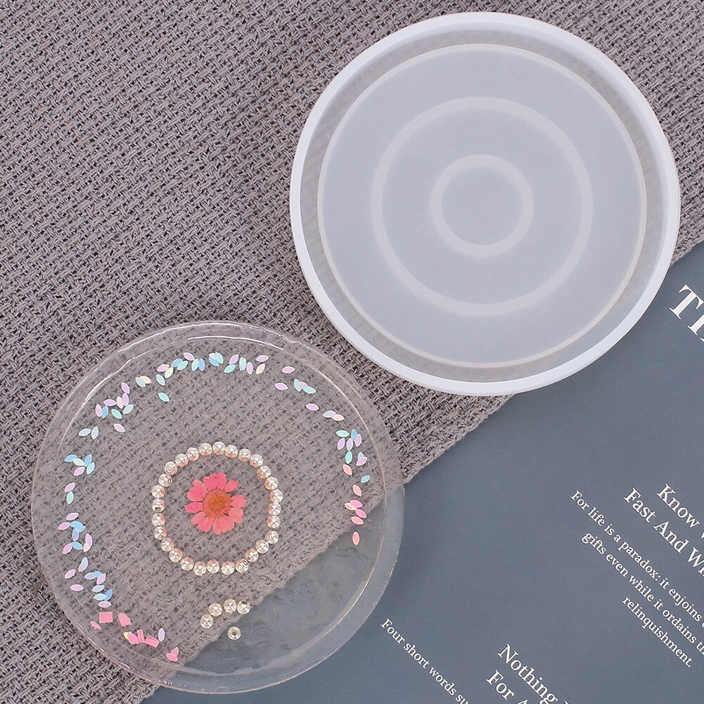 Bahn Form Epoxy Harz Silikon Formen Diy Umweltfreundliche Robust Hexagon Platz Runde Boden Halterung für Casting Beton Zement: round big 1pcs