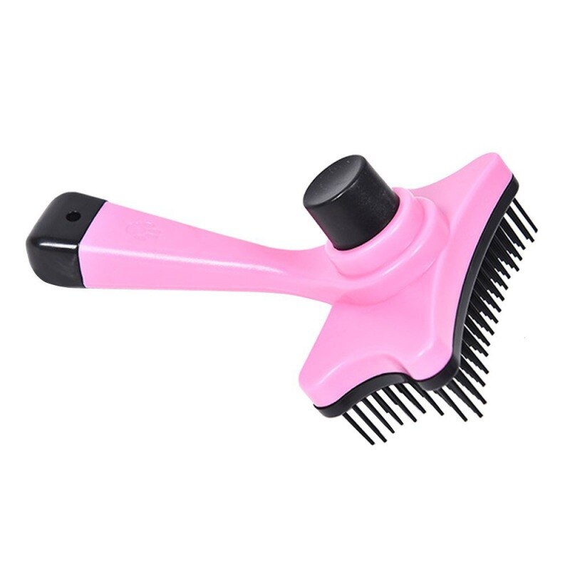 2020Pet Automatische Multi-Functionele Plastic Kam Voor Honden Katten Huisdier Ontharing Borstel Een Knop Controle: Roze