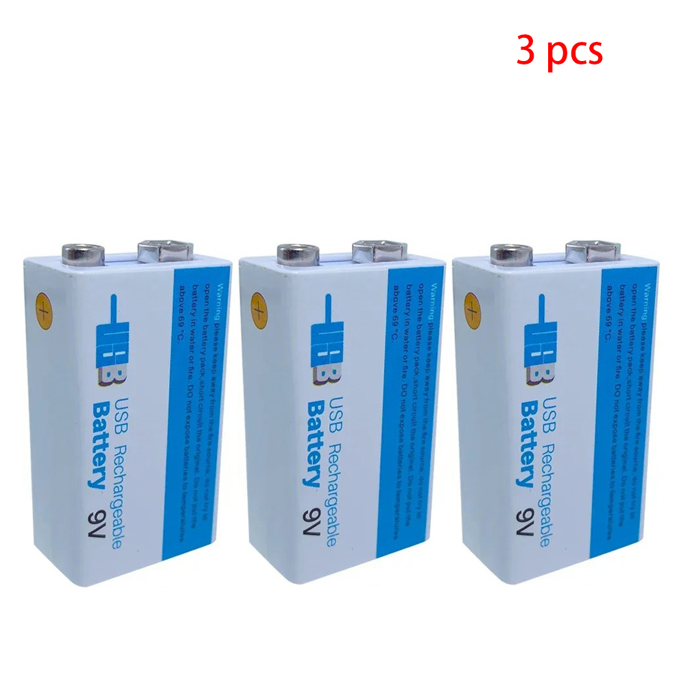 Batería recargable de iones de litio de 9V y 6800mAh, baterías Micro USB de litio de 9 v para multímetro, micrófono, juguete, Control remoto, uso KTV: Beige