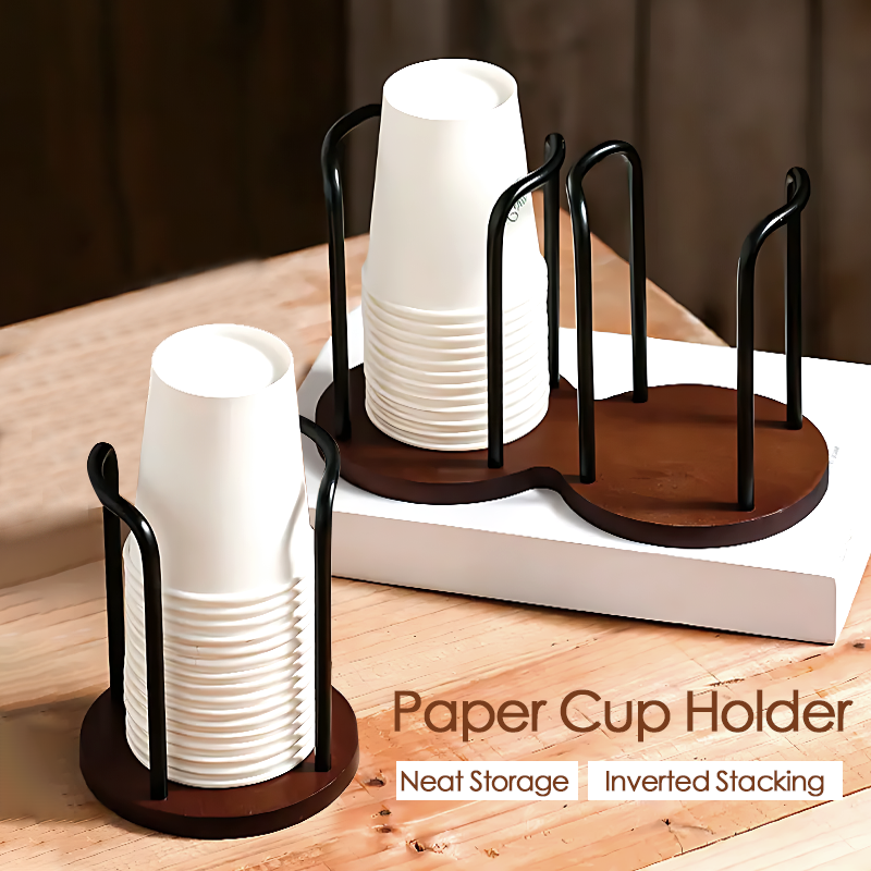 Keuken Papieren Bekerhouder Luxe Wegwerp Beker Opslag Houder Desktop Papieren Beker Opbergrek Houten Dispenser Mok Display Stand
