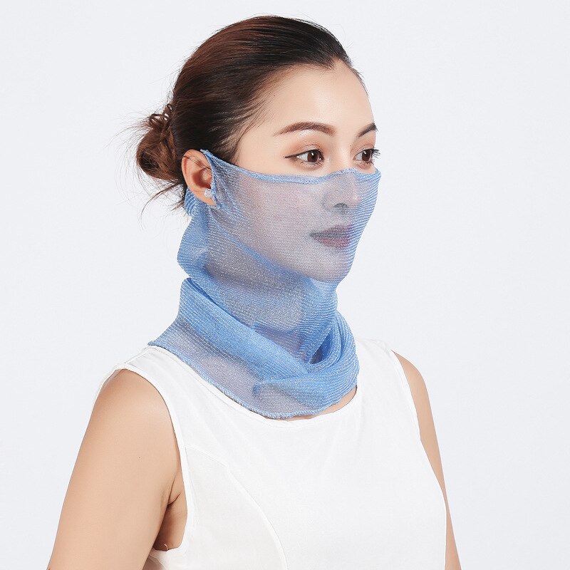neue Gold seide Gesicht Maske Schutz Frauen Sonne Schals Hals Abdeckung fest drucken Dame Wandern Reiten Mund Schal Ring wickelt: 19