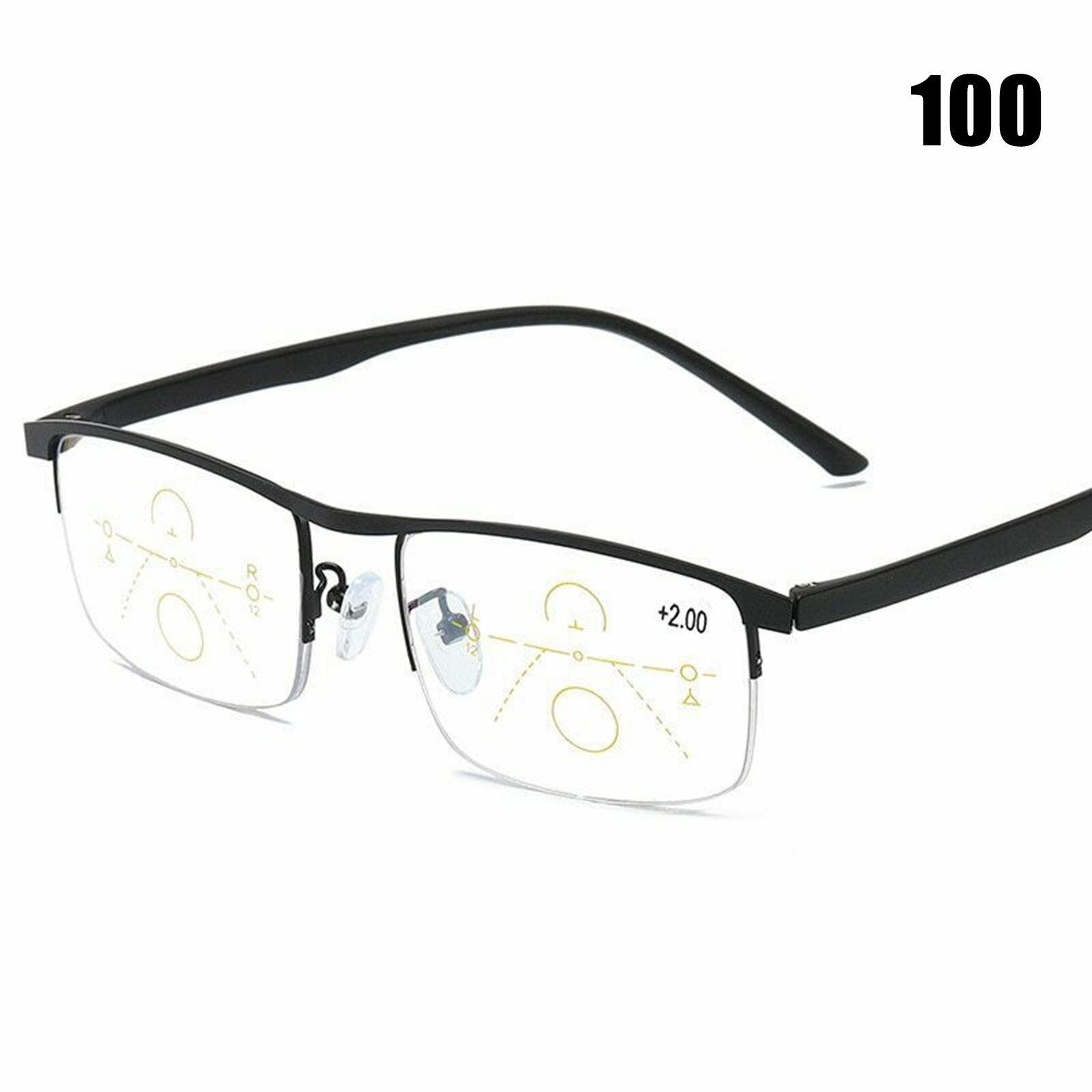 German Intelligent Color Progressive Auto Focus Reading Glasses See More Clearly Women Men LXH: +200 / Black