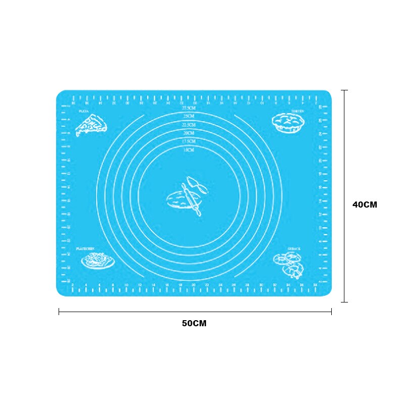 Cake Mat 1 pc Super Big 50*40cm Non-stick Knead Dough lace Rolling Silicone Baking Mat Cutting Fondant Pastry Sheet Pastry: Blue