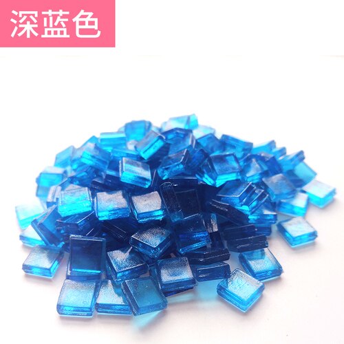 Carreaux de mosaïque en cristal diaphanes multicolores, carrés translucides, matériel de bricolage pour enfants, 100 pièces: 100pcs Dark Blue