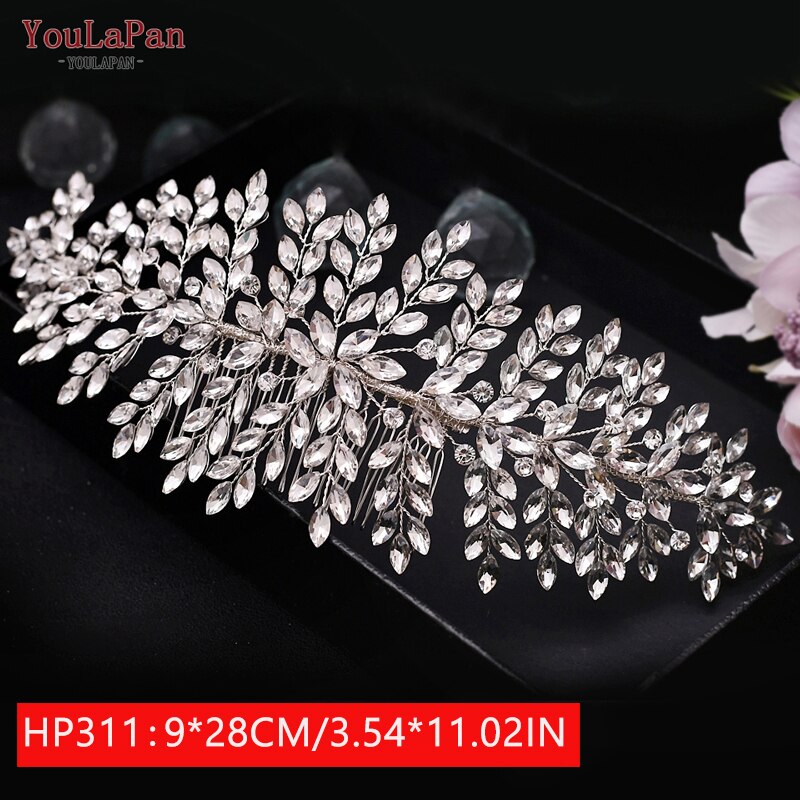 Youlapan HP308 Strass Bruids Haar Sieraden Bridal Tiara Diamanten Bruiloft Hoofddeksel Bridal Crown Silver Crystal Hoofdbanden: HP311