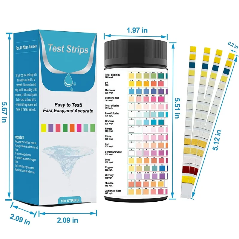 Drinkwatertestkit Teststrips voor hardheid, chloor, fluoride, sporen van zware metalen, pH-balans en meer watertester