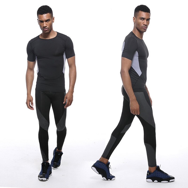 Compressie Broek Heren Leggings Panty Mannen Sport Lange Broek Fitness Sport Leggings Man Running Gestreepte Broek