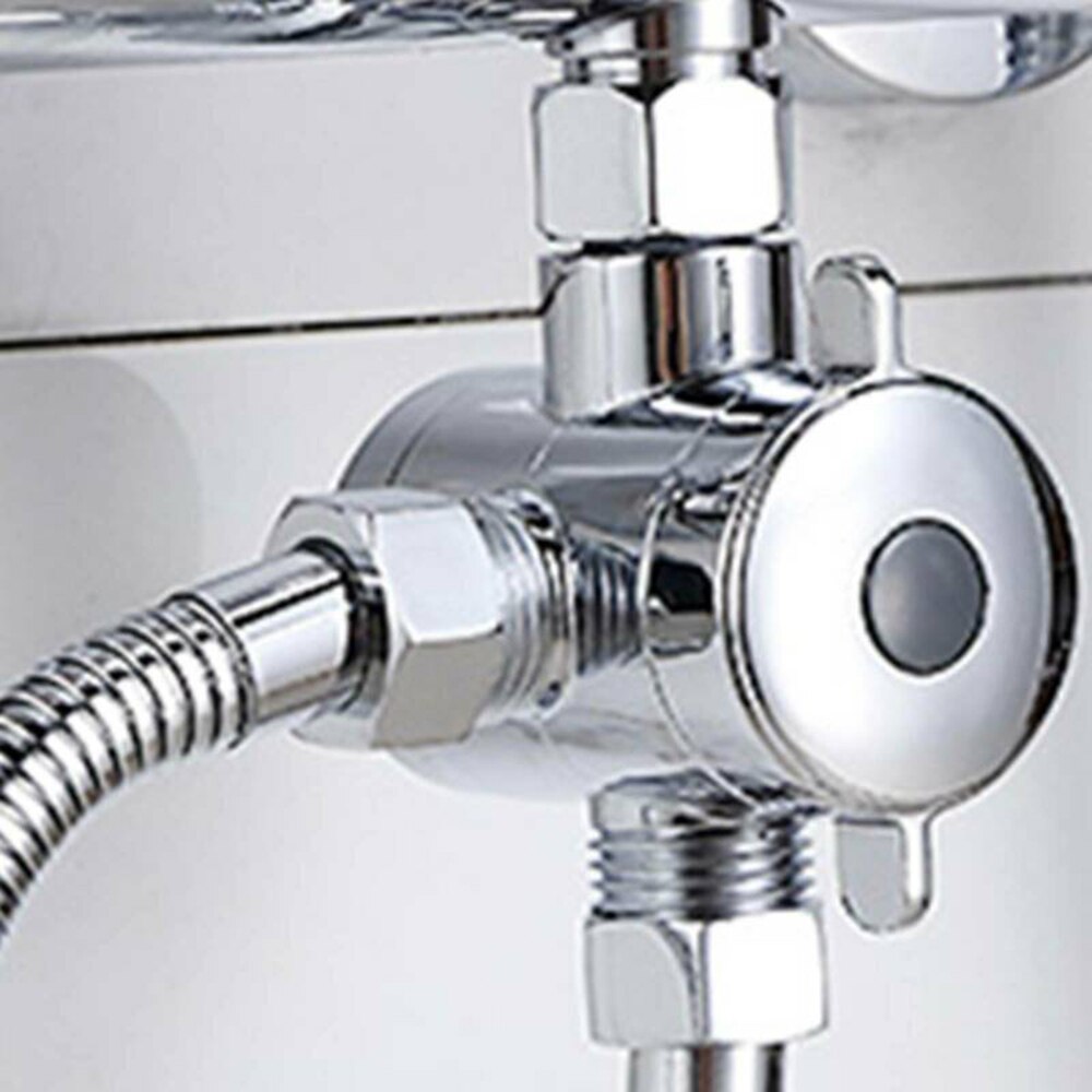 1/2" BSP Chrome 3-Way T-Adapter Shower Head Diverter Valve For Bath Mixer Tap Water Separator Shower Tee Adapter Adjustable Sho