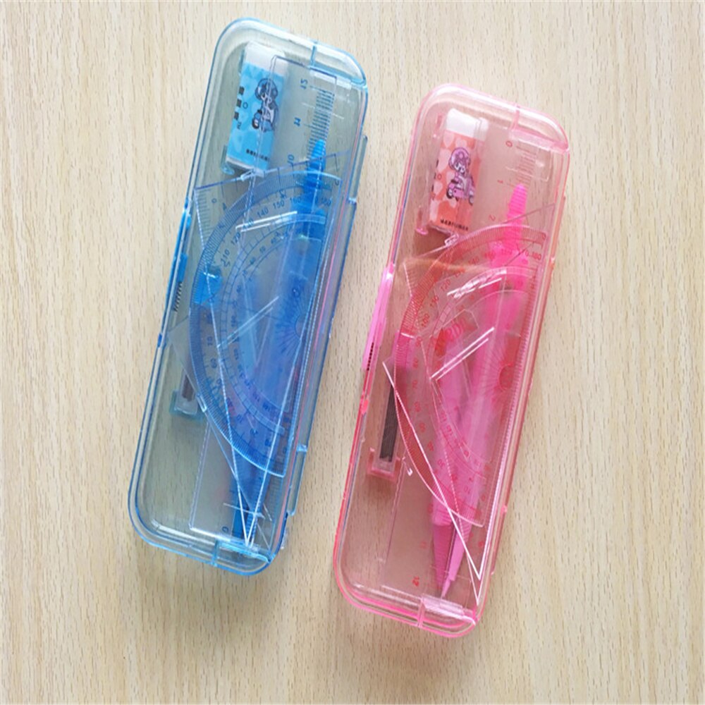3Pcs Student Multi-Function Learning Exam Geometry Drawing Ruler Metal Compasses Stationery 7 Sets Of Math Test Measuring Tools