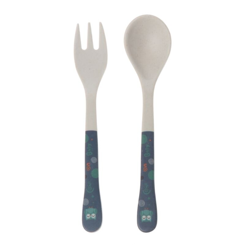2 stuks/set bamboevezels milieuvriendelijk schattige lepel vork kinderservies baby lepel vork