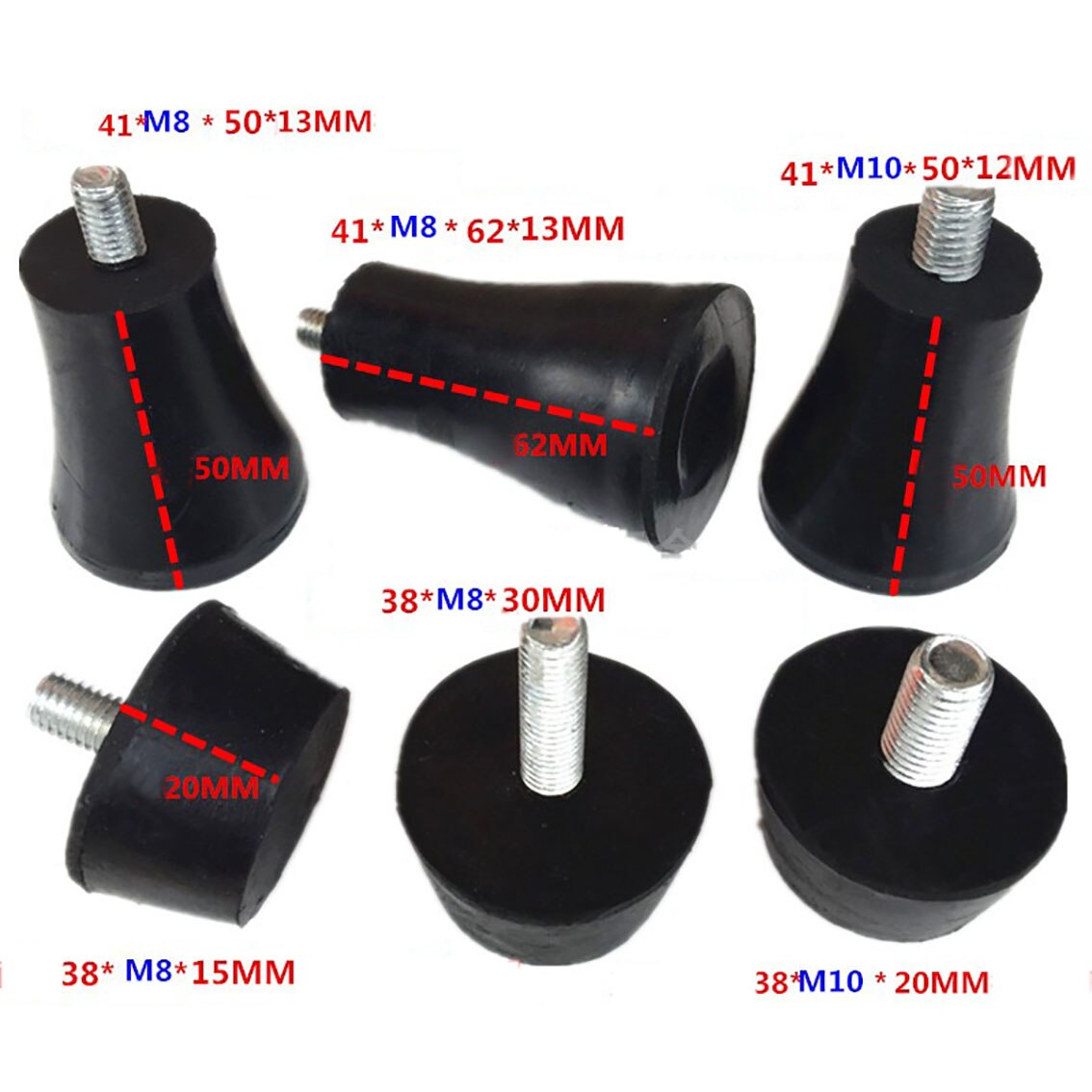 1-10Pcs M6 M8 M10 Black Rubber Adjustable Feet Pad Screw Chairs Furniture Leg Table Leveling Feet Pad Screw Anti-skid