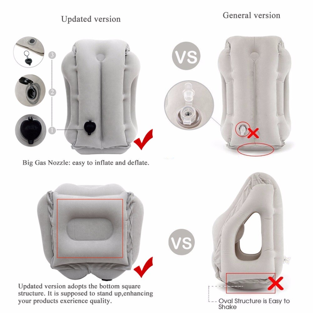 Sintuff 2 Pack Inflatable Travel Pillow For Airplanes Inflatable Neck Flight Pillows With Compact Bag And Blindfold For Traveling, Airplane, Train, Car, Office(Dark Gray And Light Pink