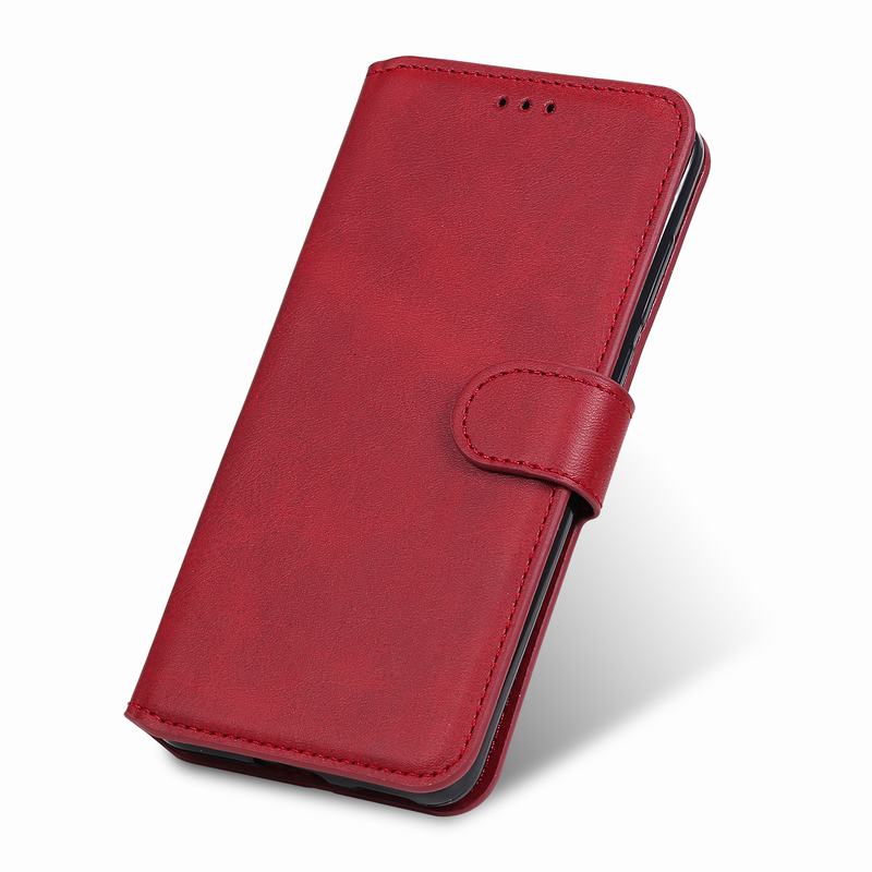 Flip lederen hoesje voor huawei honor 9a portemonneehoes luxe effen smartphone schokbestendige beschermhoes telefoonhoesjes honor 9a: Rode koffer