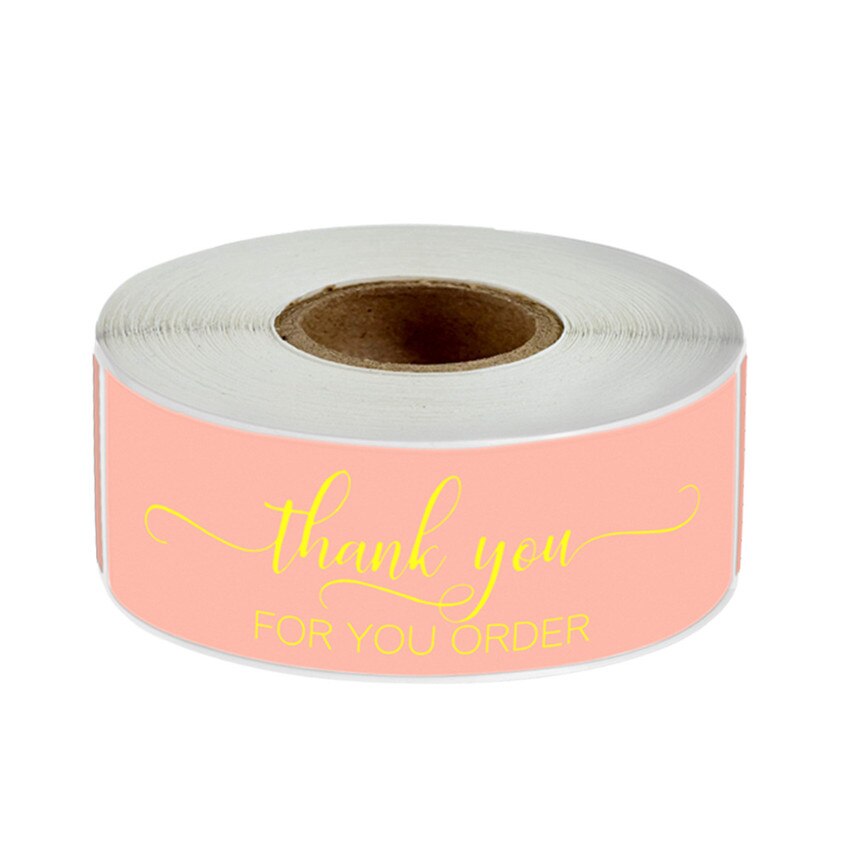 120 Stuks Dank U Stickers Black Clear 1*3 Inch Dank U Voor Uw Bestelling Stickers Voor Kleine Bedrijven Envelop Seal Labels: Pink