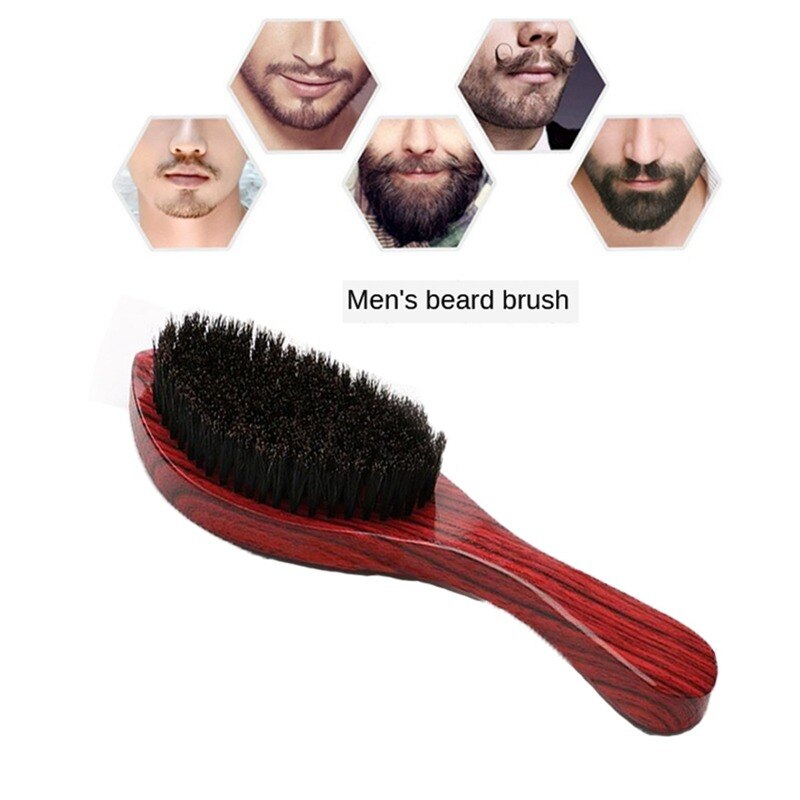 Spazzola per barba curva lunga per capelli in setola naturale da uomo manico in faggio pettine per baffi spazzola per onde in legno naturale per uomo G1203