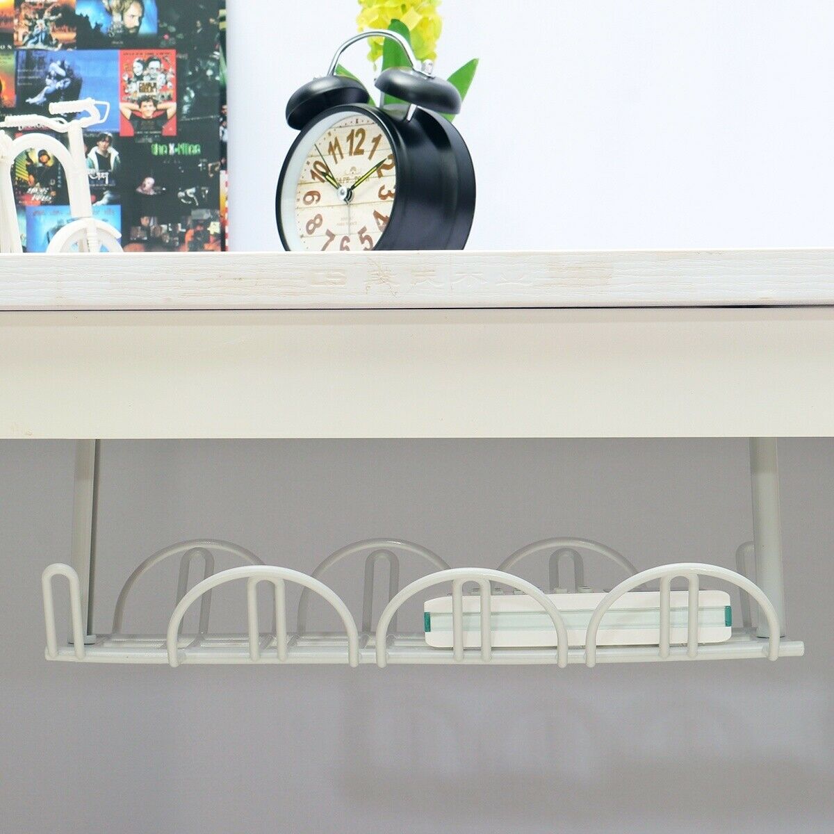 Under Desk Cable Management Tray Storage Organizer Wire Cord Charger Plugs