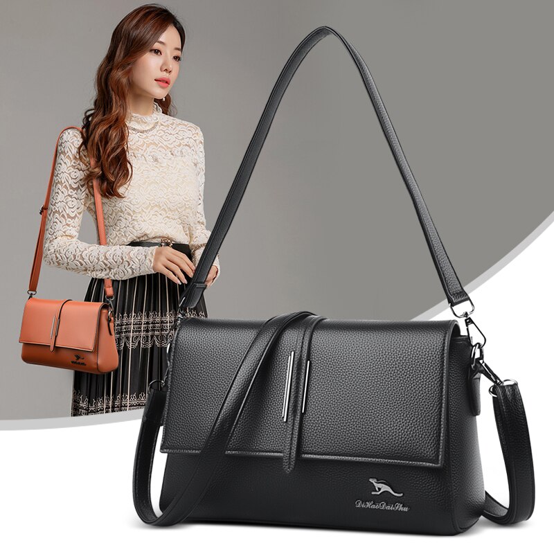 Oude Tang Effen Kleur Pu Lederen Schoudertas Crossbody Tas Voor Vrouwen Herfst En Winter Mode Vrouwelijke Handtassen Sac Een belangrijkste