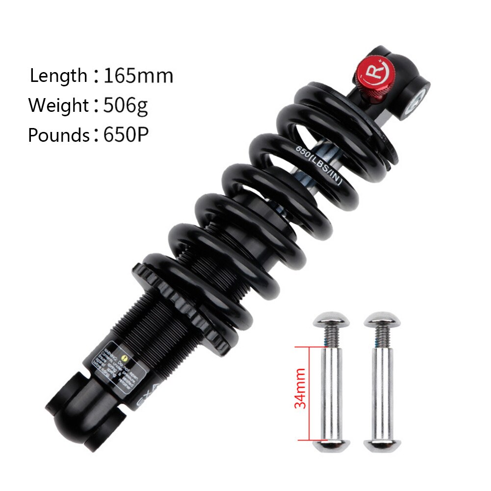 MTB Mountain Bike Air Rear Shock Absorber Adjustable Damping Travel Downhill 125/150/165/190MM Spring Shock Absorber Black: 165MM