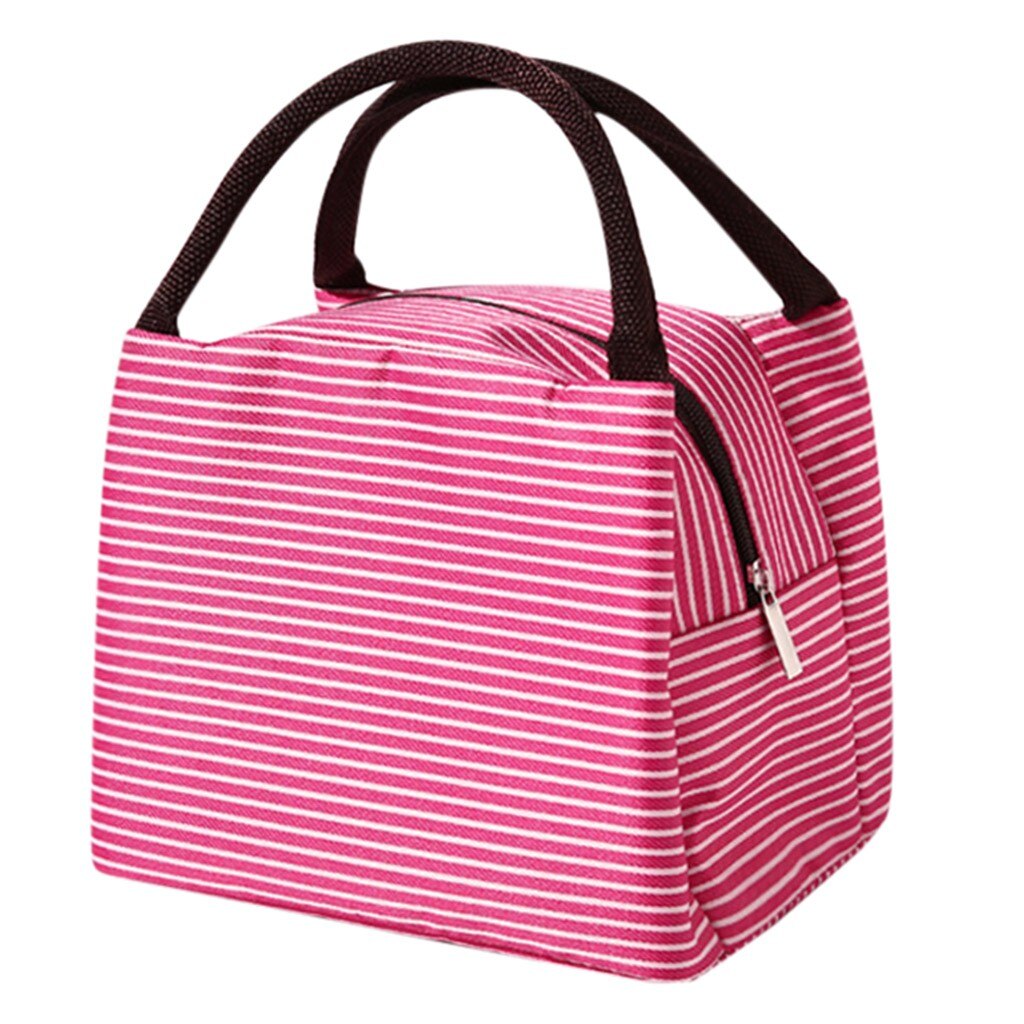 Lunchbox Draagbare Geïsoleerde Canvas Lunch Tas Thermische Voedsel Functionele Patroon Koeler Picknick Lunch Tassen Voor Vrouwen # l20: Hot Pink