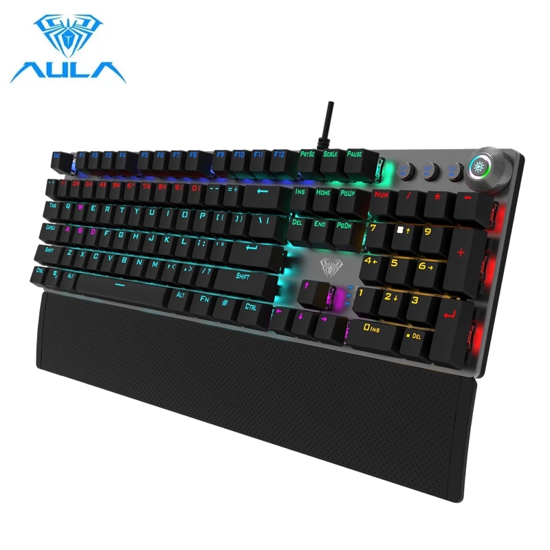 Aula F2058 Mechanische Gaming Toetsenbord 108 Toetsen Magnetic Polssteun Bedrade Gemengde Backlit Gamer Keyborad Rgb Voor Gaming Laptop Pc