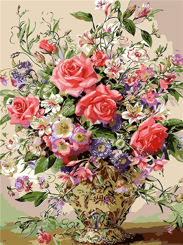 AZQSD 40x50cm Oil Painting By Numbers Flowers Pictures Paint By Number Canvas Vase Kits Painting For Living Room Home Decor: SZGD679