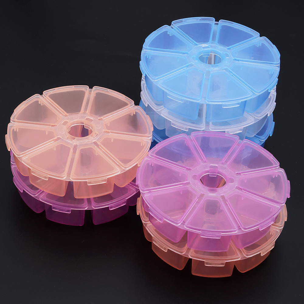 Runde Kunststoff transparent Lagerung Kasten Schmuck Perlen Container Angeln Werkzeuge Zubehör Kasten Kleine Gegenstände Kleinigkeiten Organizer fallen
