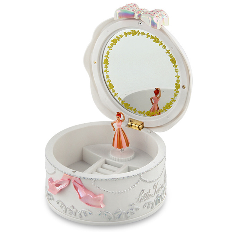 Girls Musical Jewelry Boxes Ballerina Rotating Music Box Gramophone Toys for Children Kids Birthday: white