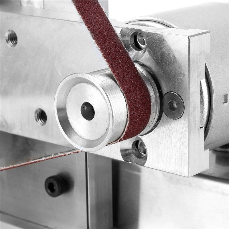 110-240v elektrisk bandslipmaskin polering slipmaskin kniv eggar slipare träbearbetning metall slipmaskin och 10 st slipband