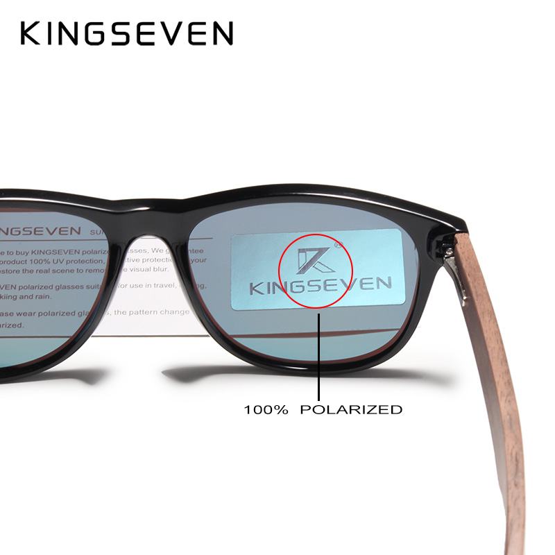 KINGSEVEN-gafas de sol de madera Natural para hombre y mujer, lentes de sol polarizadas hechas a mano con espejo, UV400, 2023