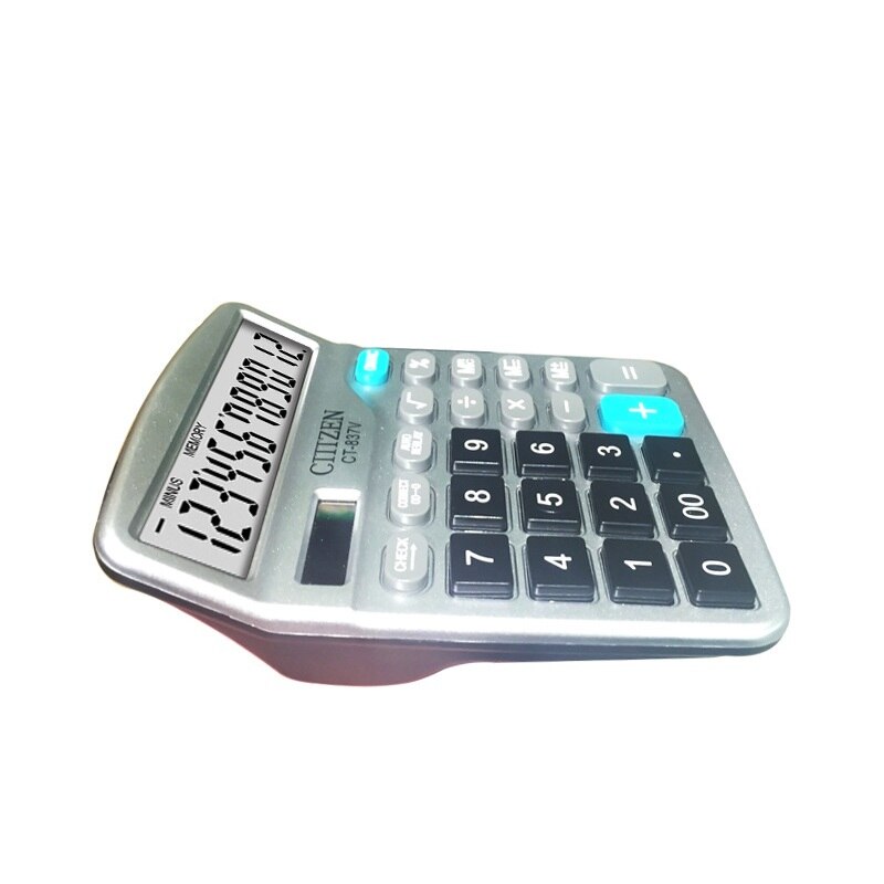 12 Digit Desk Calculator Large Buttons Financial Business Accounting Tool white big buttons battery