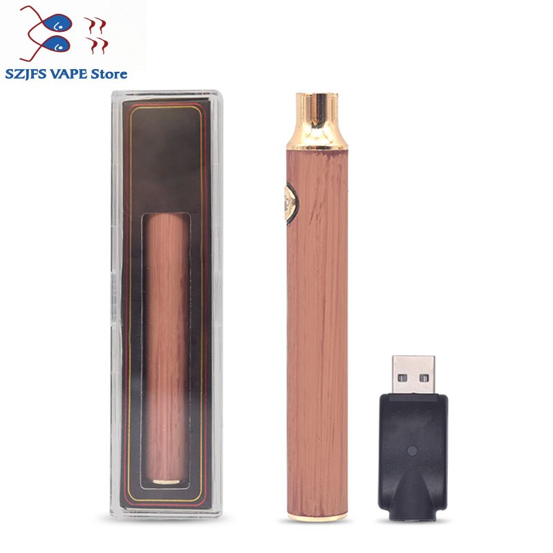 sub two BK batterey 650mah 900mah Vape Pen USB Charger Vape Battery Gold Wood 510 Wire Crystal Pack for CBD Thick Oil Cartridge: Black / 3pcs 650mah