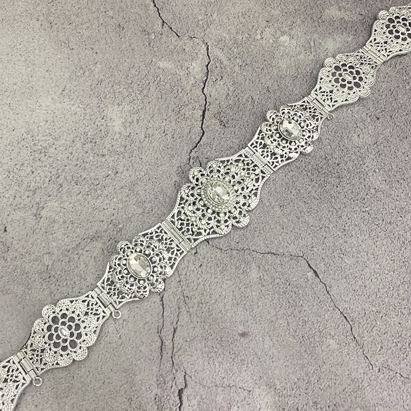 Corset taille voor marokkaanse algerijnse bruiloftssieraden met metalen kristal riemketting met verstelbare lengte