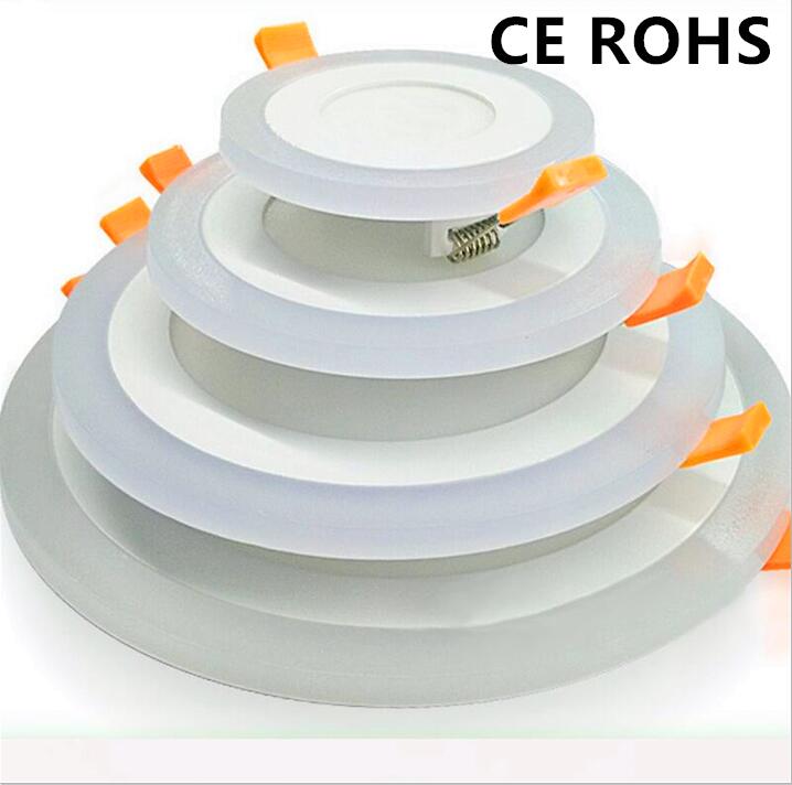 Dubbele Kleur LED Panel Licht 6W 9W 16W 24W Ronde Vierkante Panel LED Plafond Lamp AC110V 220V Indoor Inbouwdownlight