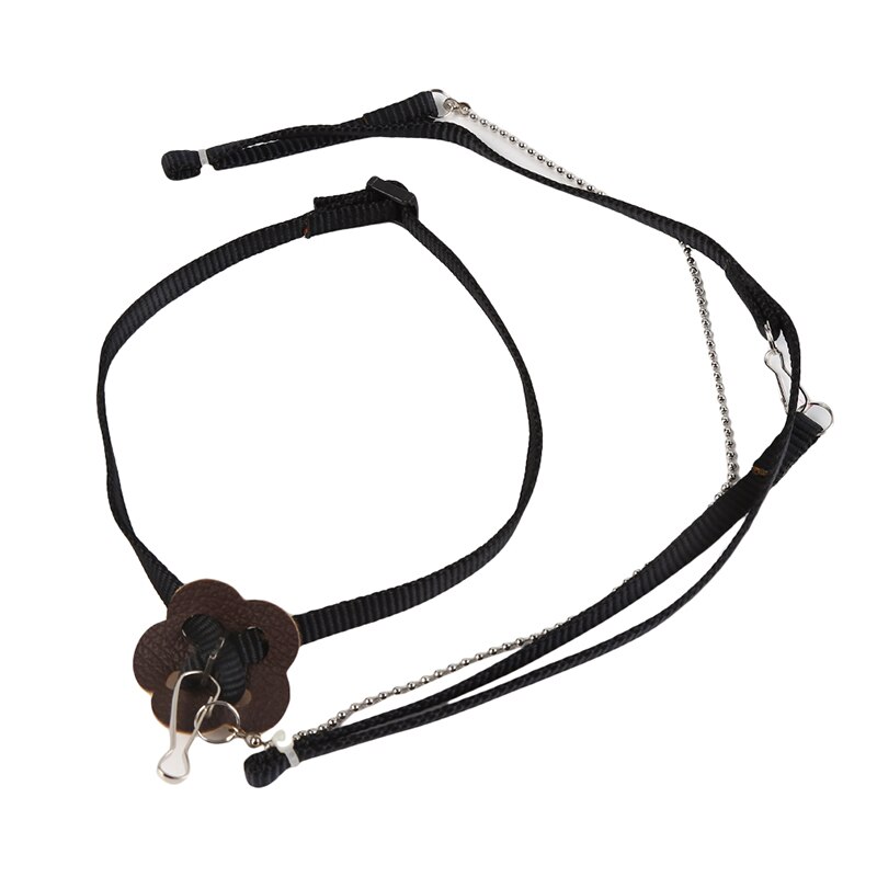 Anti-bite Flying Training Rope Parrot Bird Pet Leash Kits Ultralight Harness Leash Soft Portable Pet Playthings: black