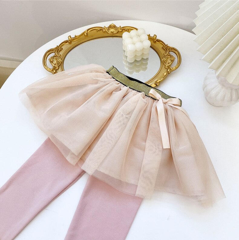 Falda tipo culotte para niños, Leggings infantiles de colores contrastantes