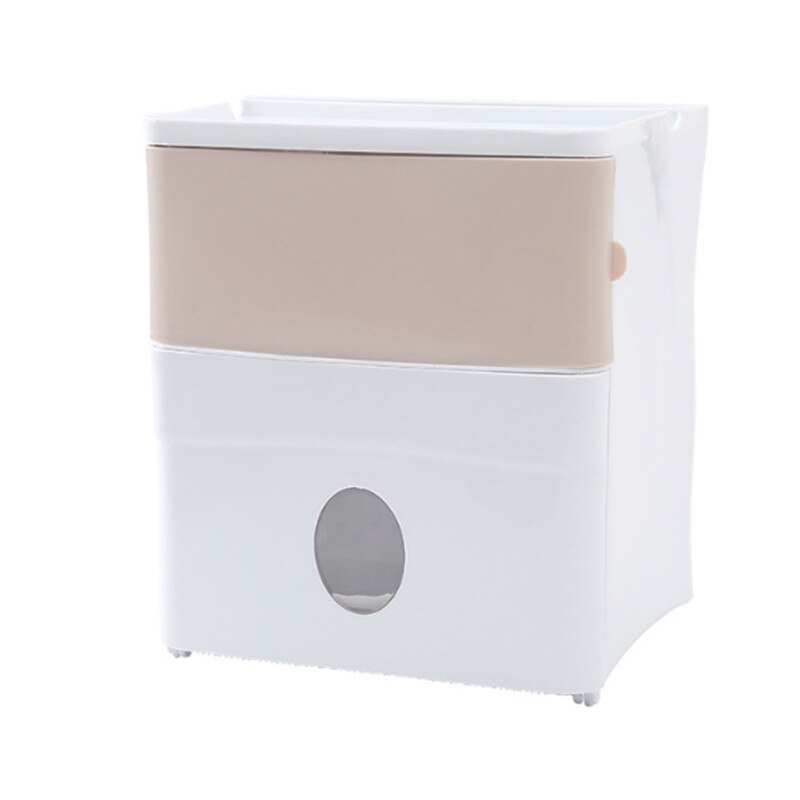 Double couche étanche multifonction salle de bain boîte de rangement mural papier toilette plateau rouleau papier Tube porte-papier hygiénique: Rose