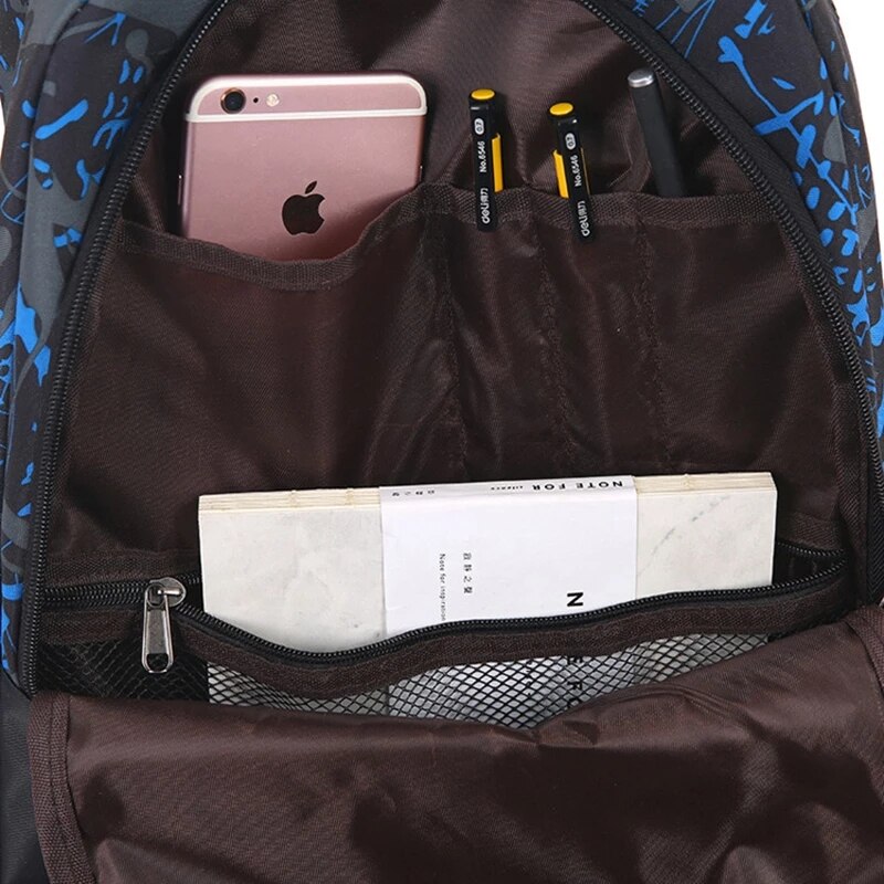 3 unids/set hombres viaje mochilas camuflaje bolsa de hombro estampada mochila lienzo bolsas para la escuela de los chicos adolescentes estudiantes mochila
