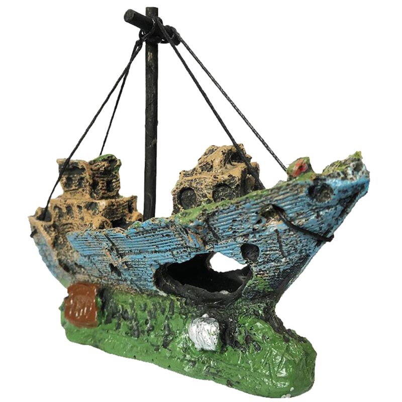 Décor d&#39;aquarium en épave, bateau à voile, bateau à voile, destructeur, décor de grotte pour Aquarium