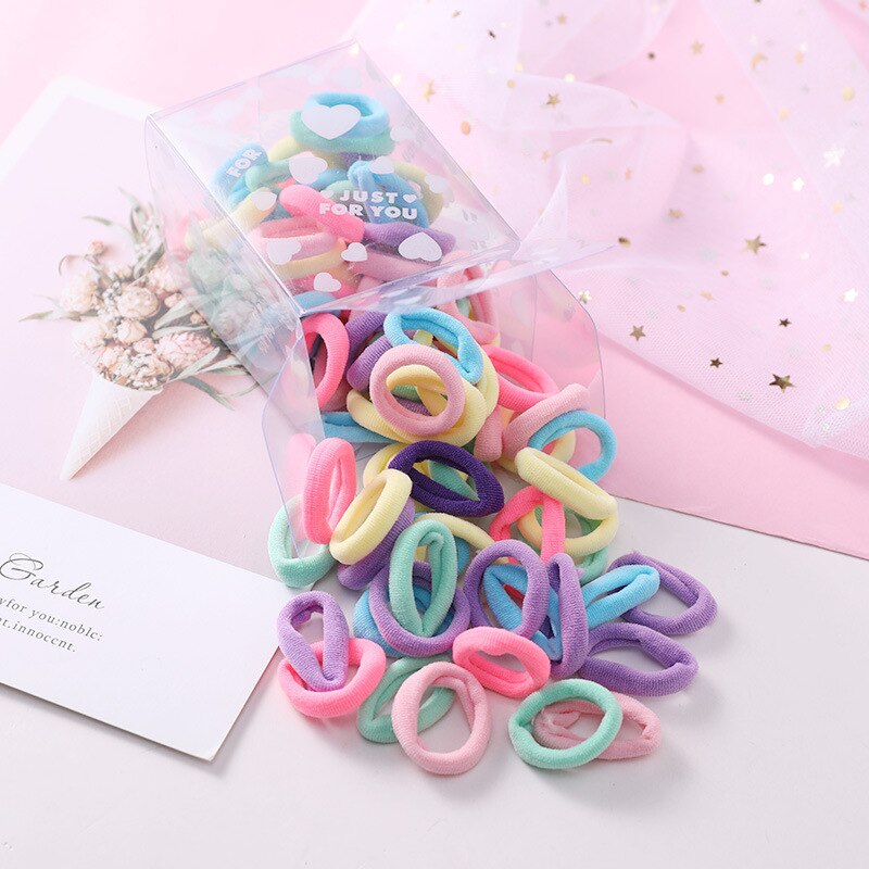 50 pçs/set bonito menina do bebê amor encaixotado dos desenhos animados não ferir o anel de cabelo cabeça corda do cabelo do bebê corda de borracha acessórios de cabelo: 5