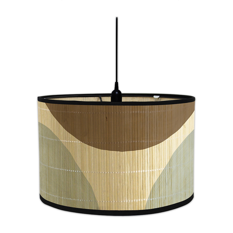 Lustre en bambou de style européen, abat-jour d'art de style japonais rétro, salon, zones d'ombre lumineuse, décor de lampe, couvercle: Beige