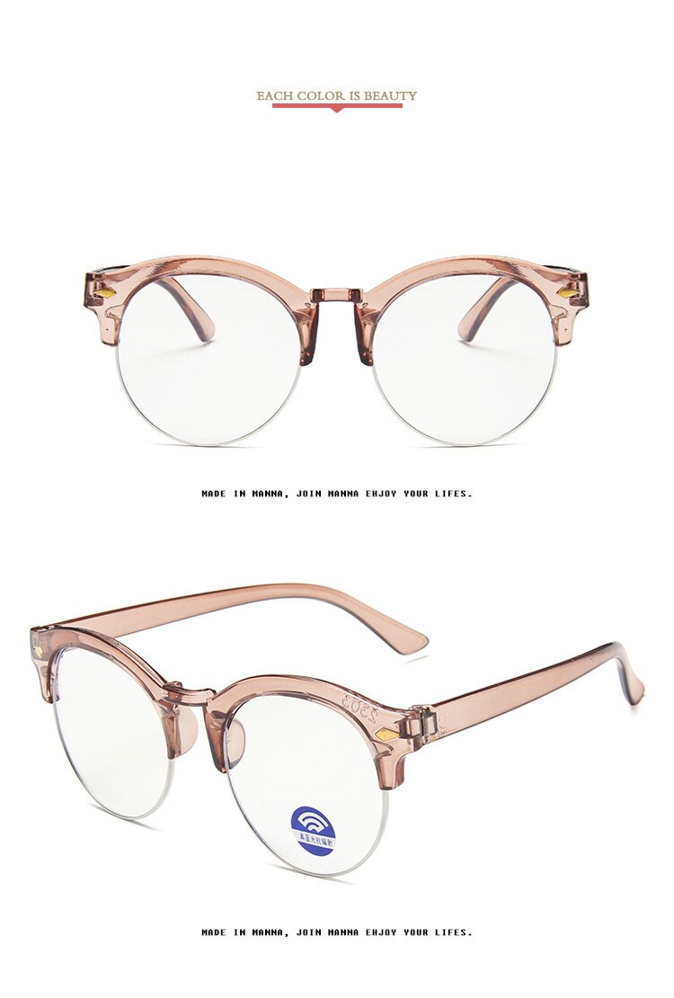 Montura de gafas Retro cuadrada transparente Anti-azul claro para niños, lentes transparentes semi-sin montura, gafas con remaches para niños: TR Tea