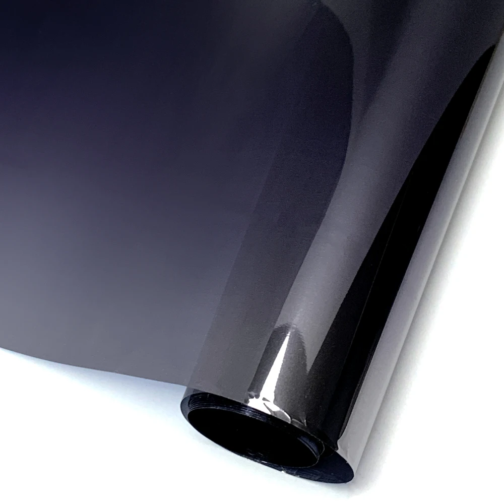 Solfilm til bilglass vindusfolie vinyl autotuning til frontrute vanntett selvklebende fargeskiftende film fargede bilklistremerker: Svart