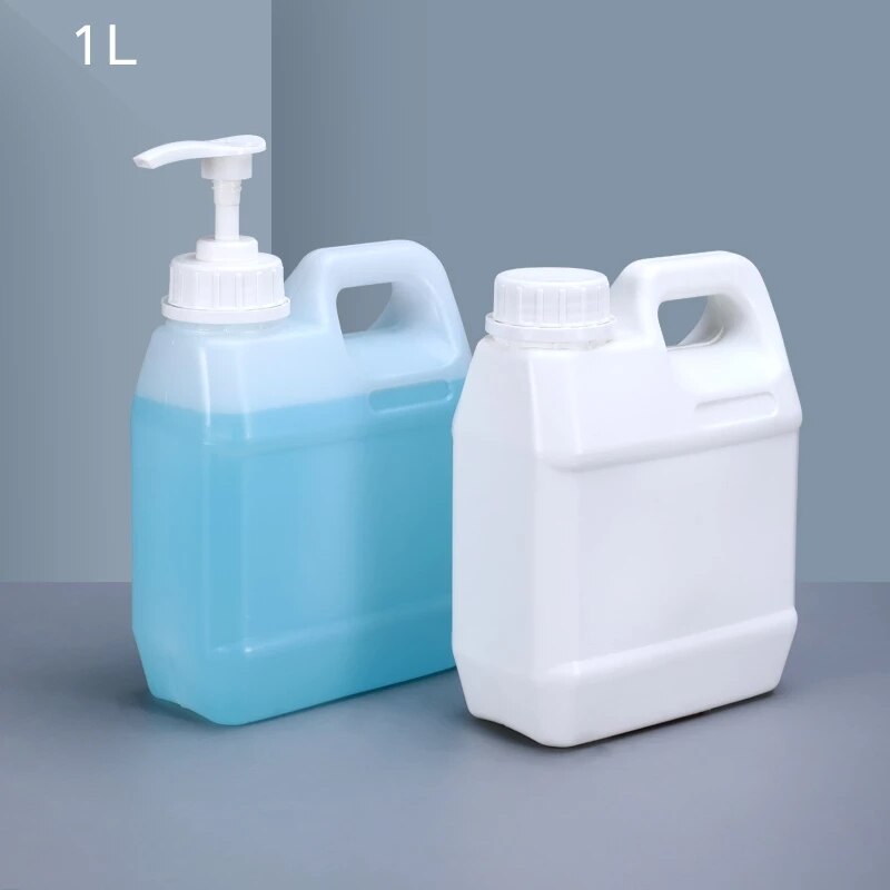 1000ML Plastic Jerry Can Square Storage Container HDPE liquid Refillable bottle Alcohol Disinfectant Container 1Pcs