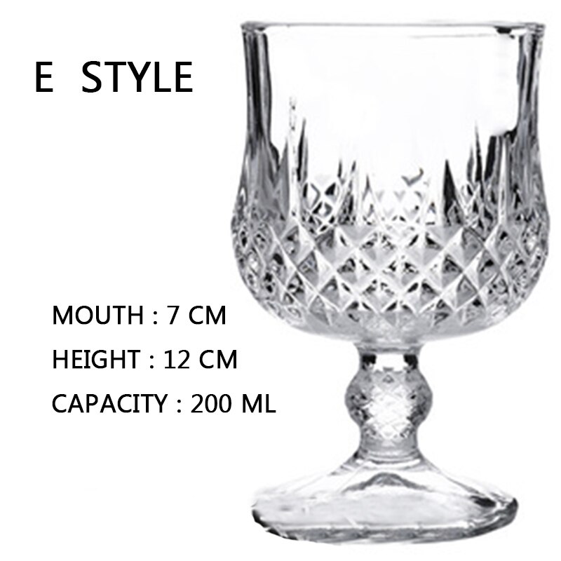 Copas de champán de cristal para boda copa de vino whisky copa de 5oz 7oz 9oz copa de cristal Retro europea en relieve sin plomo: E 200ml  Whiskey Cup