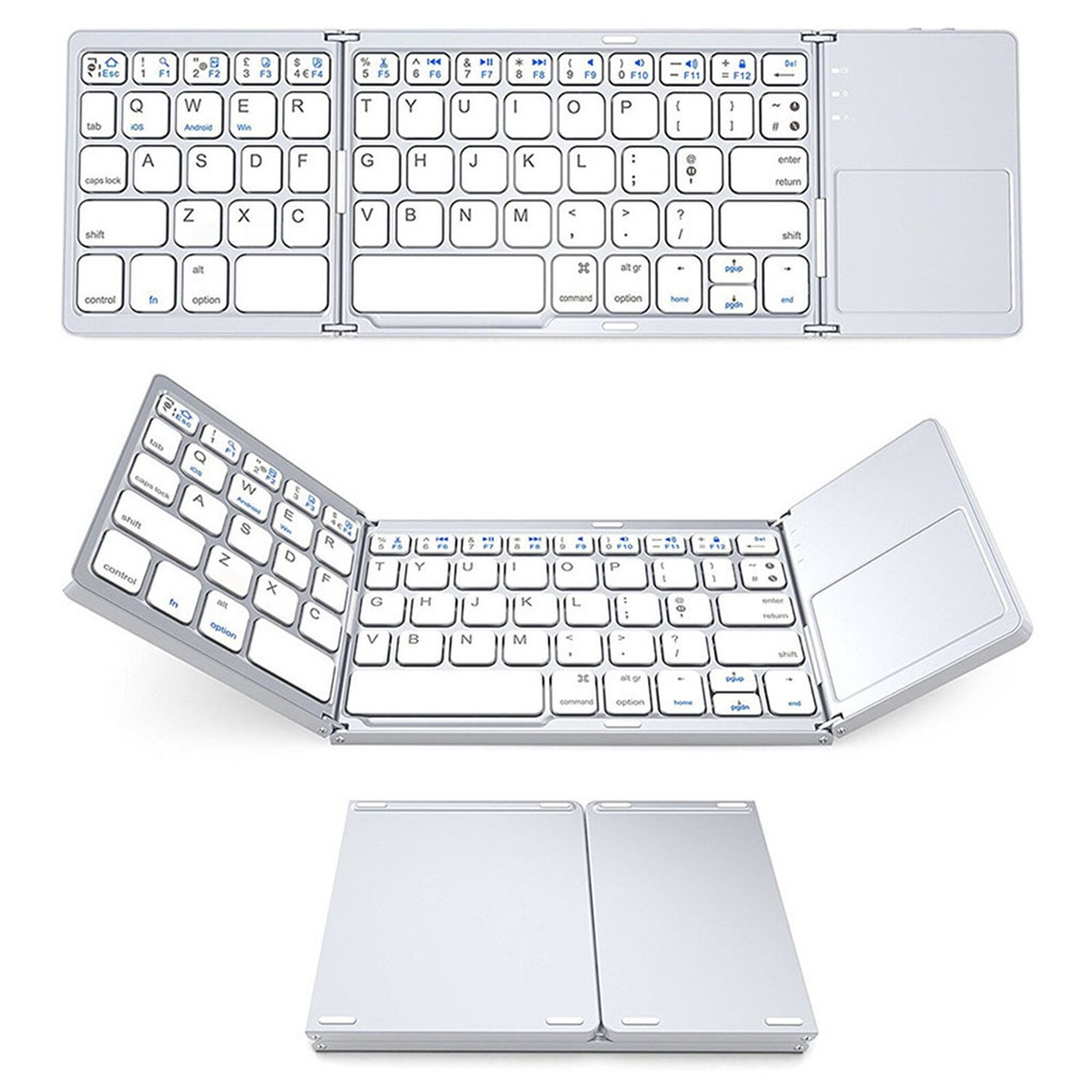 Foldable Wireless Bluetooth Keyboard Touchpad Portable UltraSlim Wireless Keyboards For PC Laptop Tablet Mobile Phone клавиатура: White