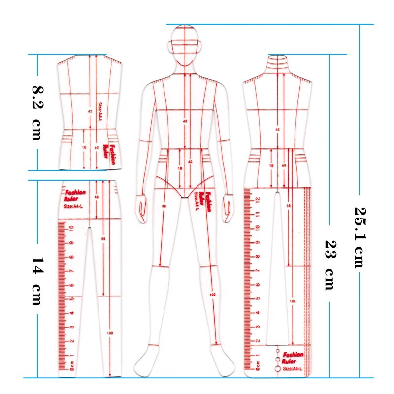 Drawing Ruler Figure Drawing Template Body Model Clothing Style For Art Sketch Line Female School Students: c-1