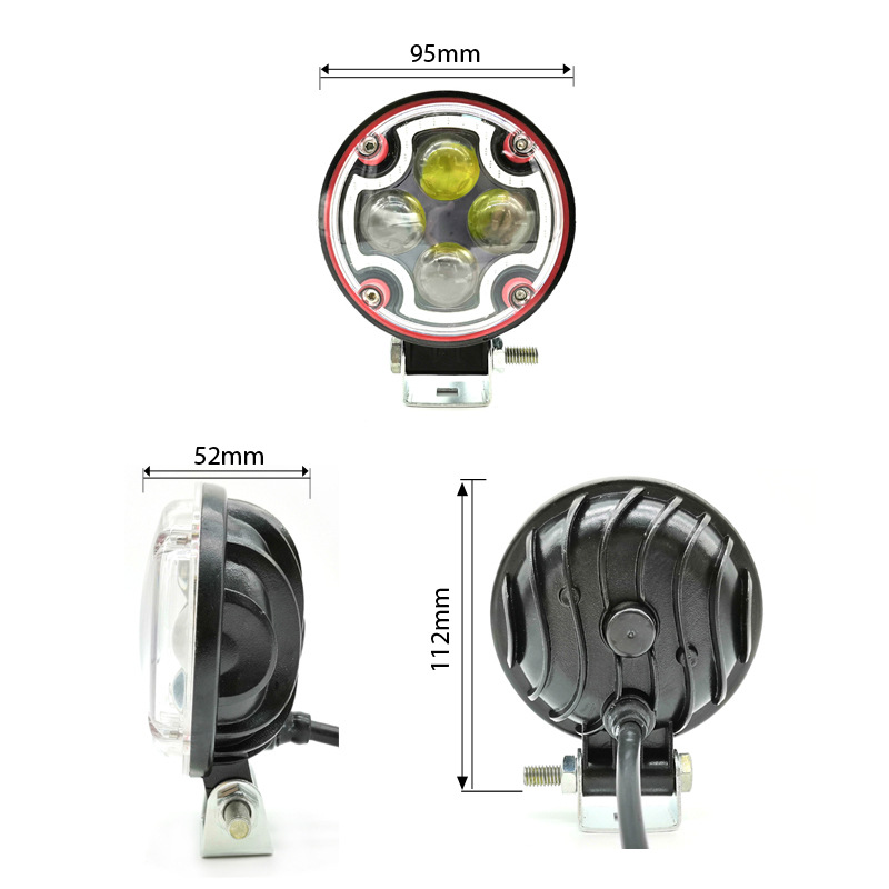 Luz de trabajo Led redonda de 12W para coche, luz de trabajo Led de conducción de 3 "con DRL intermitente rojo y amarillo, 1 Uds.