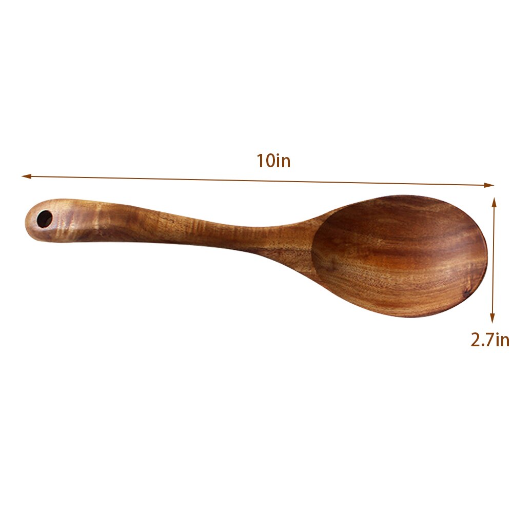 Houten Lepel Salade Vork Grote Opscheplepel Set Houten Keukengerei Lange Handvat Soeplepel Pollepel Salade Server Servies: Spoon